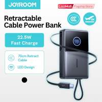 JOYROOM PR1 Retractable Cable Power Bank CCC 10000mAh with LED Display comes with a 70cm Type-C cable and dual fast charging ports suitable for smartphones and small electronic devices.