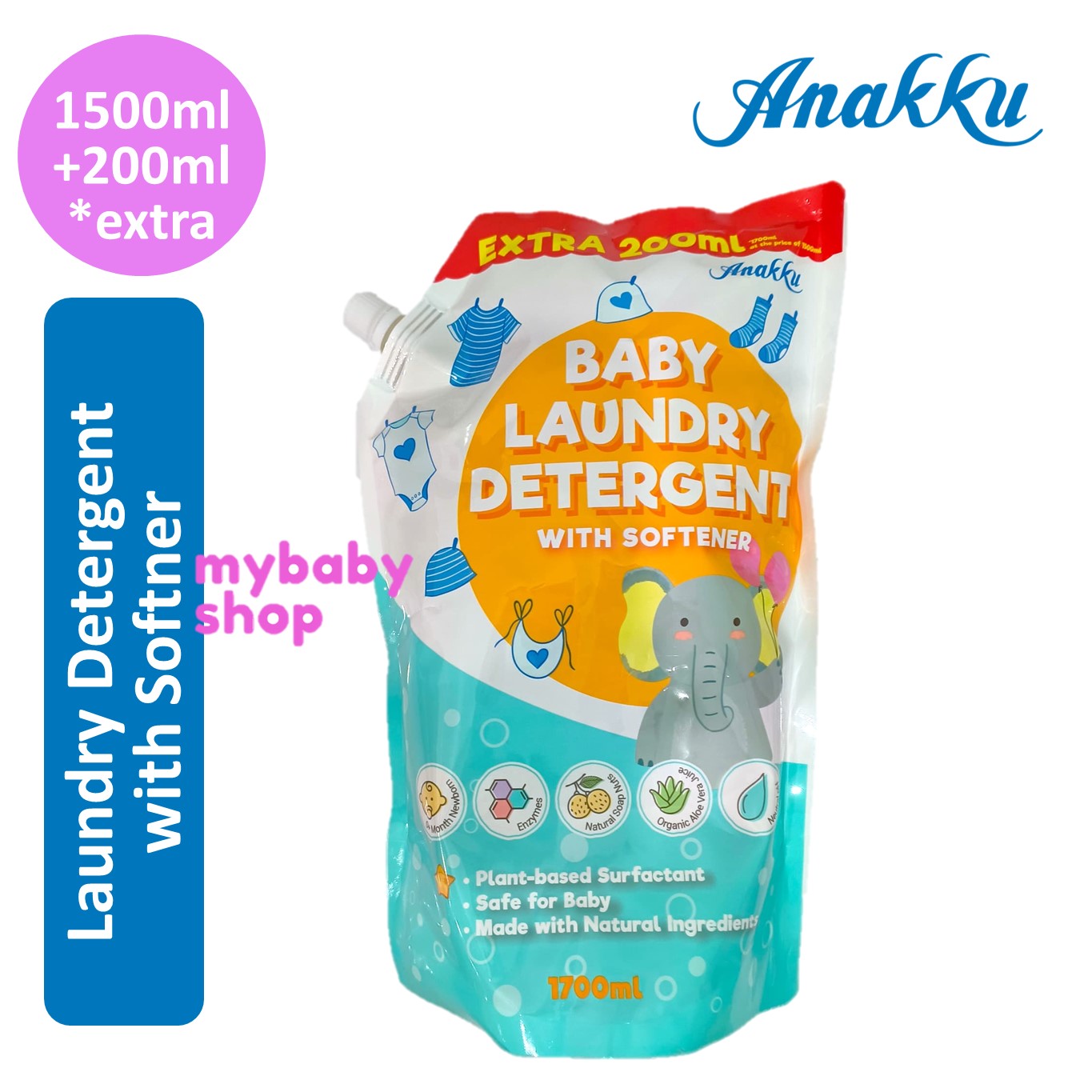 Anakku Laundry Detergent With Softener (2000ml / 5000ml Bottle) / Laundry Detergent Refill Pack / Chicco Laundry Detergent 1.5L