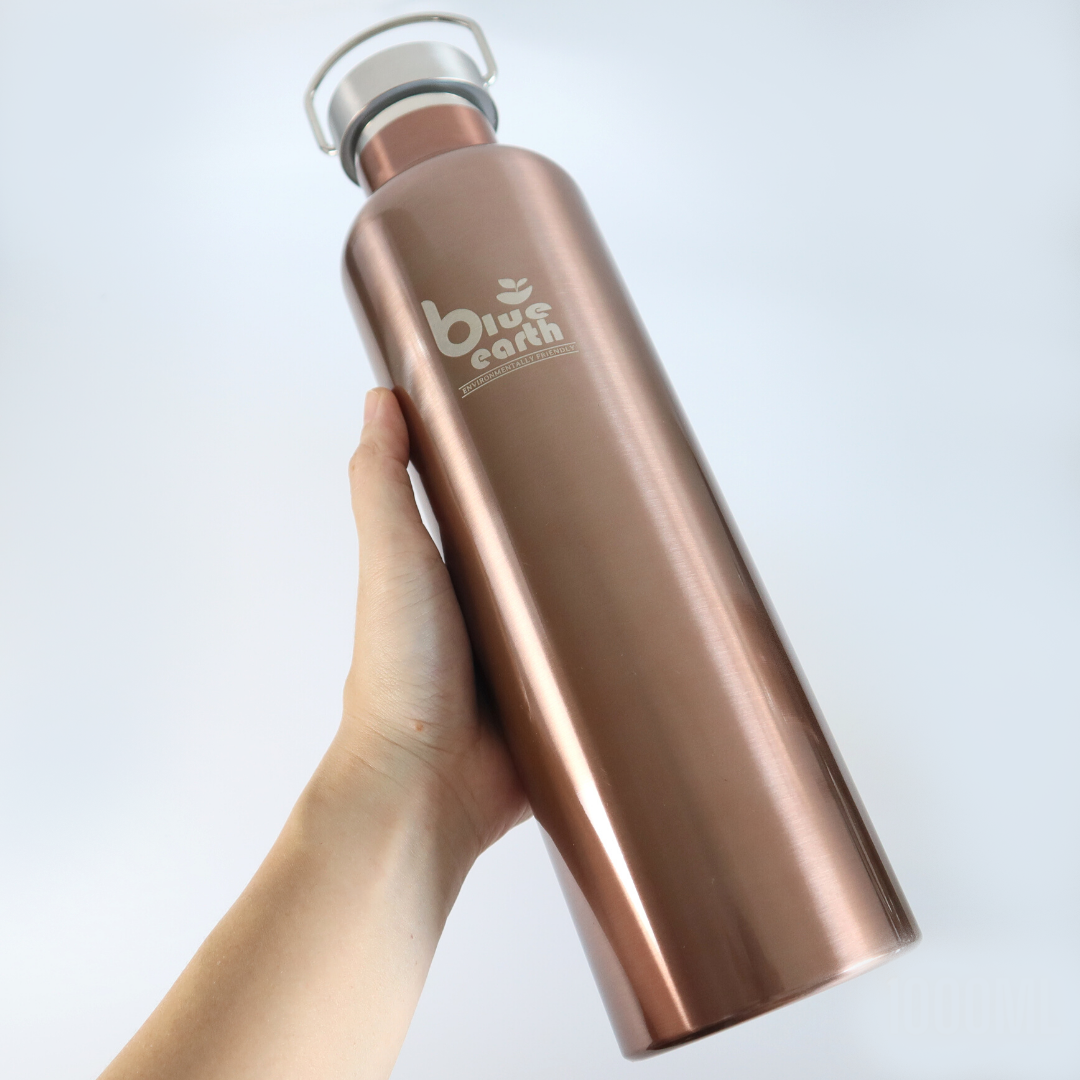 Blue Earth stainless steel bottle Double-wall vacuum-insulated 500ml, 750ml, 1000ml Water Bottle Ready Stock