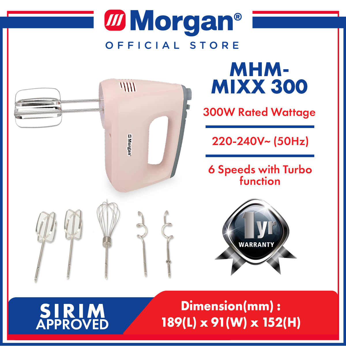 MORGAN MHM-MIXX 300 HAND MIXER (300W)