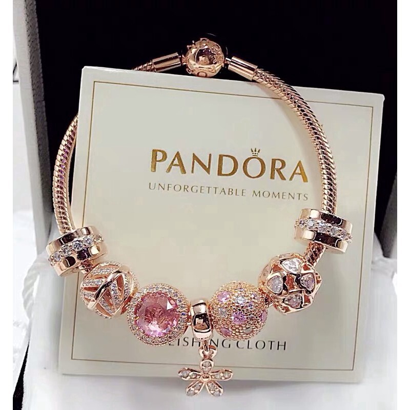Quà tặng, chính hãng pandora100 pandora100 vòng đeo tay, bộ chuỗi vòng tay mặt dây chuyền hình hoa cúc hộp quà tặng
