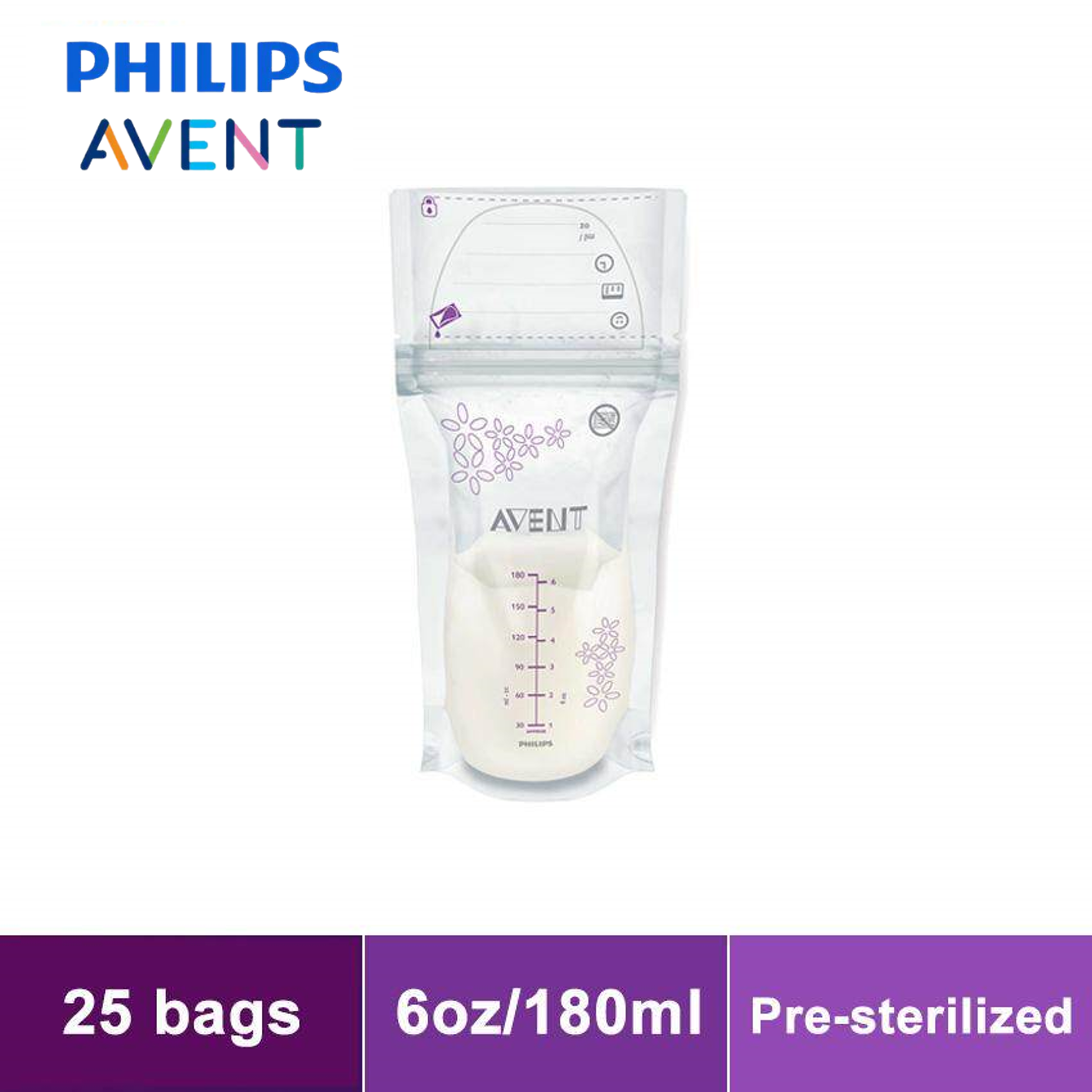 Philips Avent Breast Milk Storage Bag (6oz/180ml x 25 pcs) SCF603/25