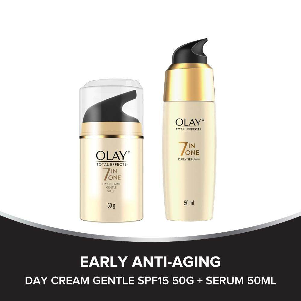 Olay Total Effects 7 In One Day Cream Gentle SPF15 50g and Anti-Ageing Serum 50ml
