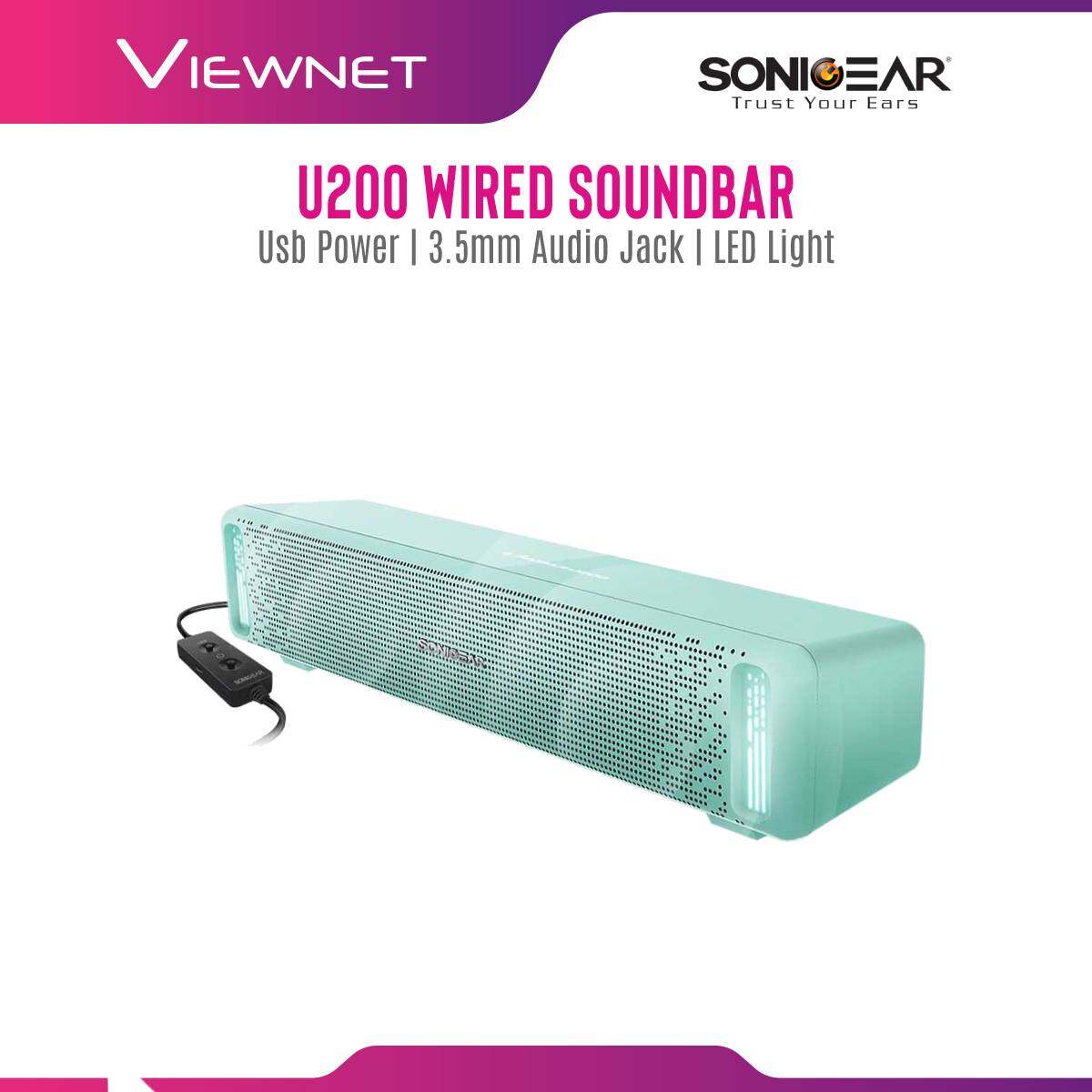 SonicGear U200 3.5mm Wired Soundbar with Usb Power , 3.5mm Audio Jack , Led Light Effect