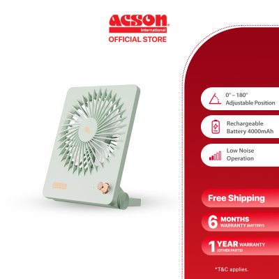 Acson Mini USB Table Fan (Pastel Green) ATF04B - Rechargeable ...