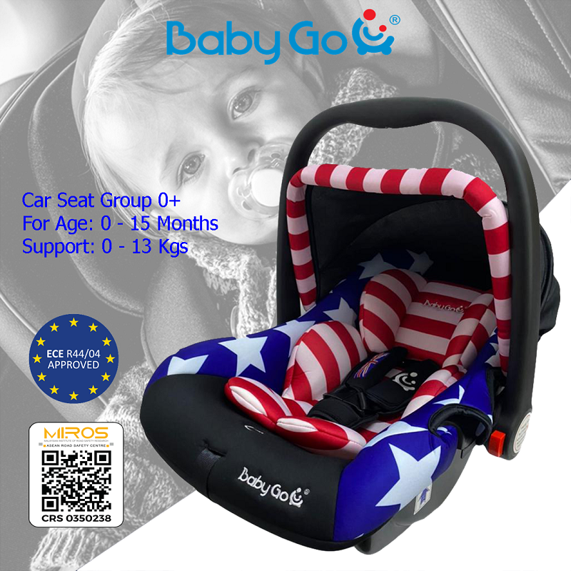 BabyGo New born Infant Baby Car Seat Model 399 Baby Carrier Seat 3 in 1 For Newborn To 13KG -Grey / Red / Black / Blue