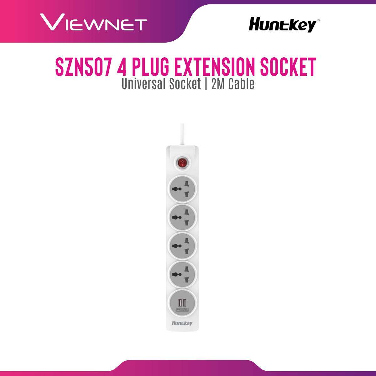 HUNTKEY SURGE PROTECTOR 4-PLUGS WITH USB 2-PORTS 2M (SZN507)