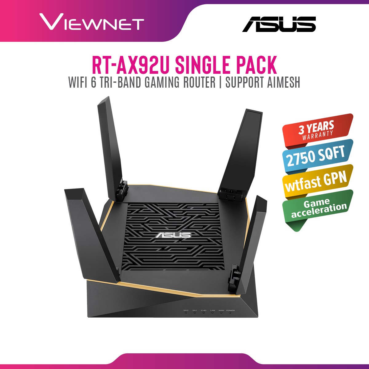 Asus AX6100 AiMesh Mesh WiFi System RT-AX92U (2 Pack) Wireless Router