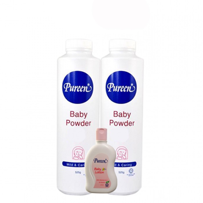 PUREEN BABY POWDER 2 x 525 g WITH BABY LOTION (125ml)