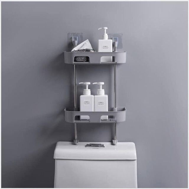 [ Local Ready Stock ] Multifunctional Bathroom Shower Shelf Wall-Mounted 2 Layers