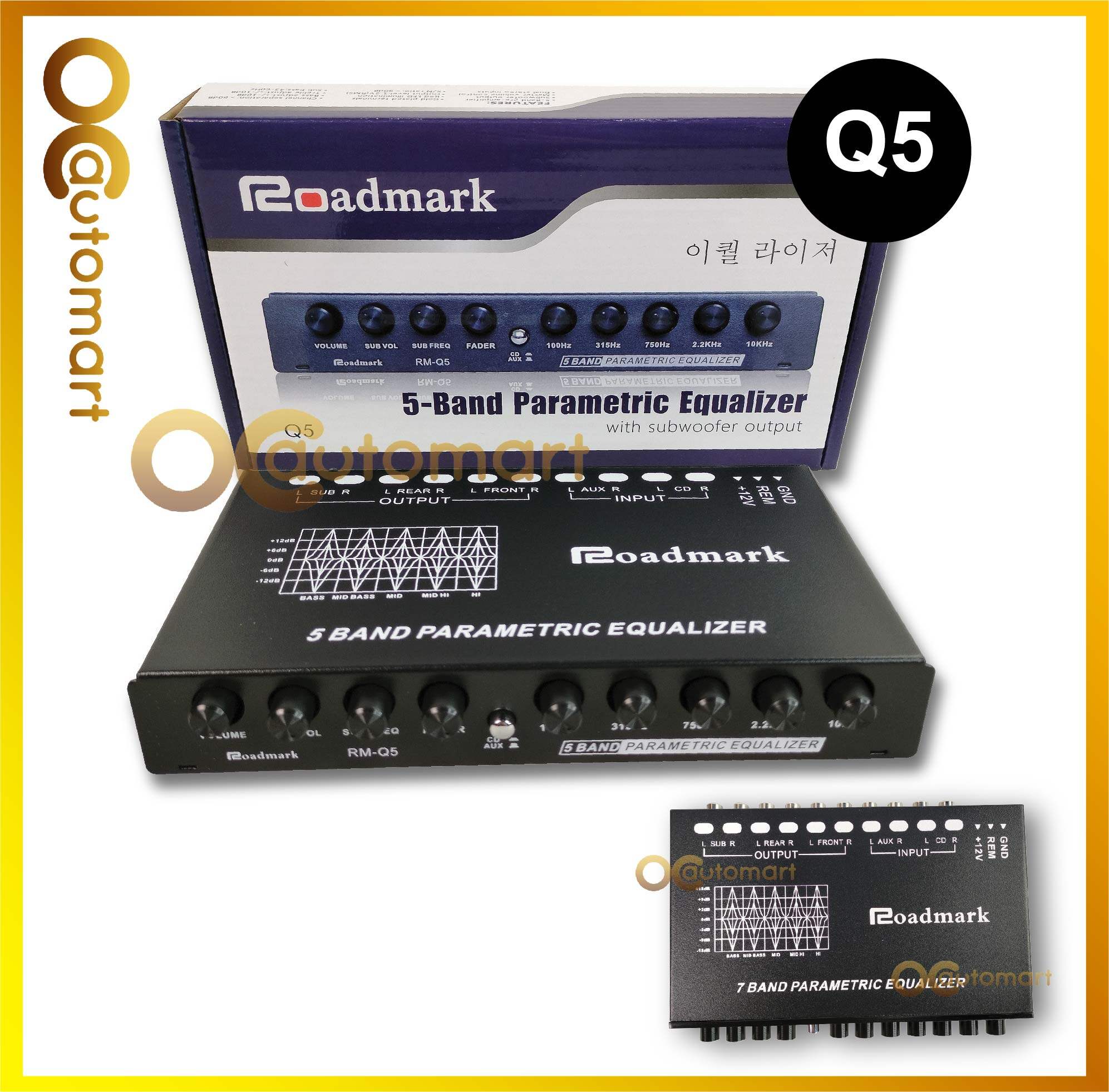 Roadmark Pre AMP Parametric Equalizer Audio Equalizer 3 4 5 7 Band Preamp