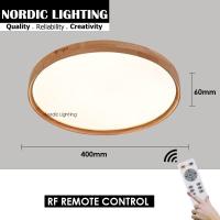 400mm Round Shape Wood Frame Design Modern Led Ceiling Lamp 3 Colour Changeable (Daylight / Cool White / Warm White ) With Remote Control / Without Remote Control Led Ceiling Light 48W Lampu Hiasan Siling (oak)