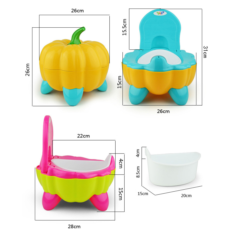 👉 Ready Stock 👉Baby Potty Cute Pumpkin Cartoon Training Toilet Bowl Portable Urinal Comfortable facility Backrest Pot