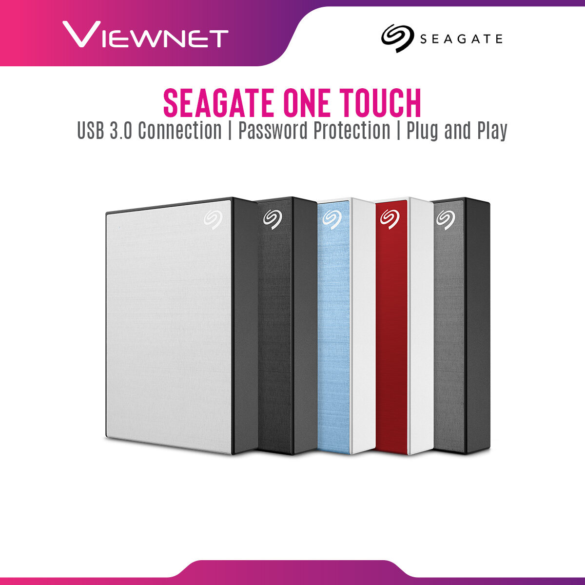 Seagate 4TB ( blue ) Backup Plus Slim Aluminium / One Touch Portable External Hard Disk Drive