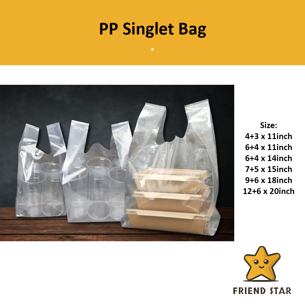 Beg Plastik / PP Singlet Transparent Plastic Bag [250G/PKT] [7 Sizes] PP Singlet Bag / Clear Plastic Bag / Take Away Bag / PP Singlet Bag with Handle / beg plastik