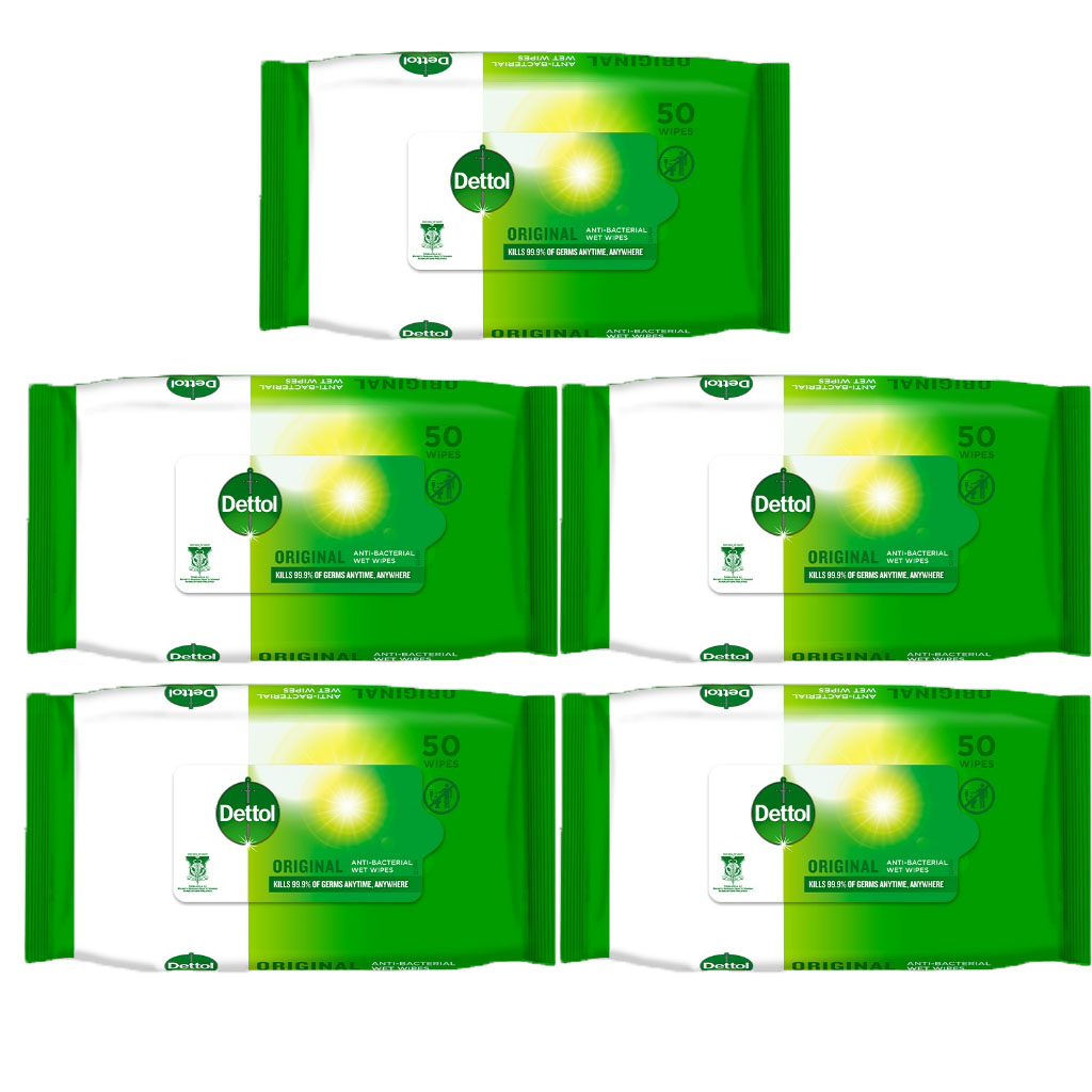 Dettol Wet Wipes/Tissue Antibacterial 50 Sheets – Perfect for Travel Office and Home Use