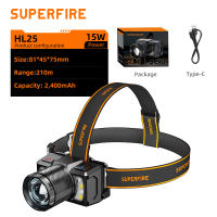 SUPERFIRE Sensor Headlamp Type-C Rechargeable Led Brightest Lampu Kepala Portable Light Weight Emergency Light Waterproof For Hiking Expedition Night Running HL23-S
