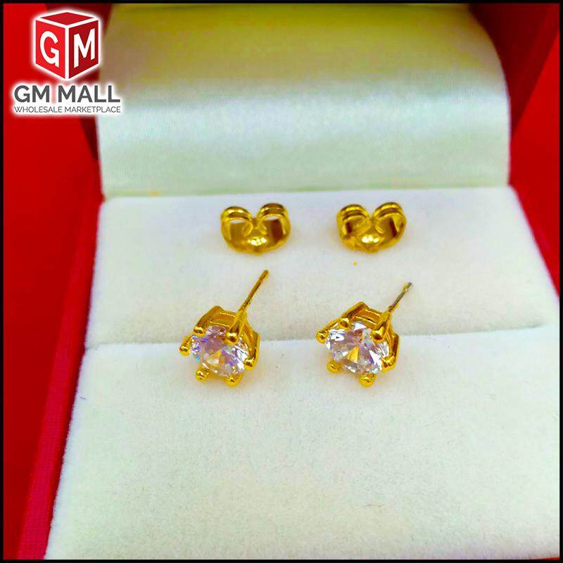 Emas Korea Jewellery Subang Diamond Anting Anting Zirkon Gold Plated Earring For Women One Size Gold New Pgmall