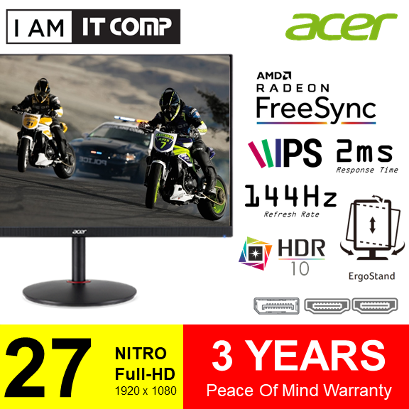 ACER NITRO 27 Inch XV270 P / XV270P Full HD 144Hz IPS Gaming Monitor ( XV270 ) (XV2) - UM.HX0SM.P02