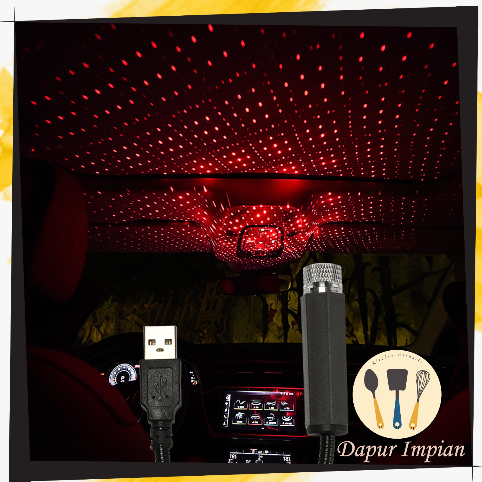 👨🏻‍🍳👩🏻‍🍳车顶投影灯多色满天星车载星空灯USB汽车氛围灯 LED Car Roof Star Atmosphere Lights Projector Light Interior Ambient Atmosphere Lamp Decoration Light USB Plug Lampu Suasana Bintang Bumbung Kereta LED Lampu