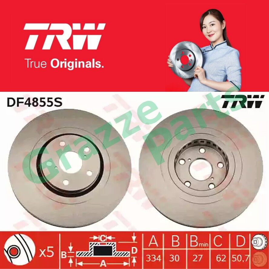 (1pc) TRW Disc Brake Rotor Front LH for DF4855S Lexus GS300 GS430 GS450H (334mm)