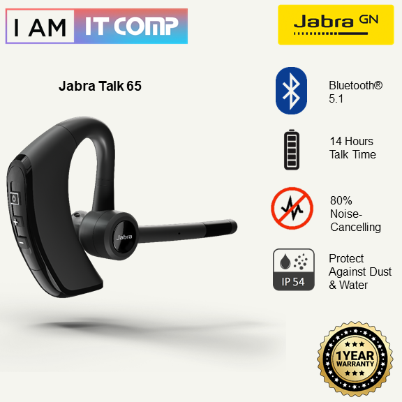 Jabra Talk 65 Premium Bluetooth with Headset Noise Microphones 2 Cancelling