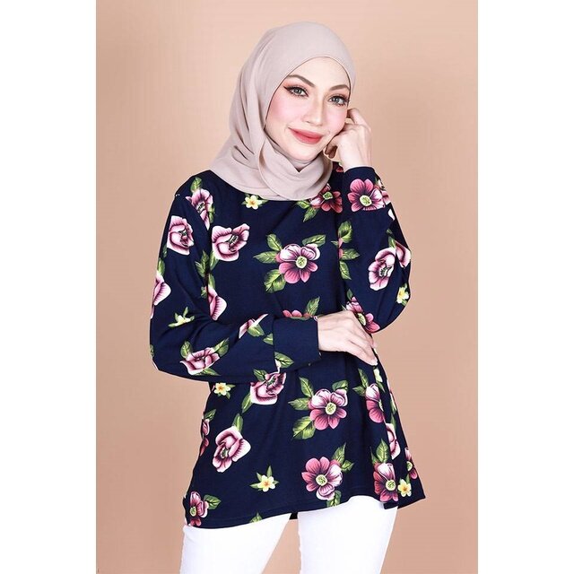 Ghaniyah Round Neck Floral Blouse New Arrival