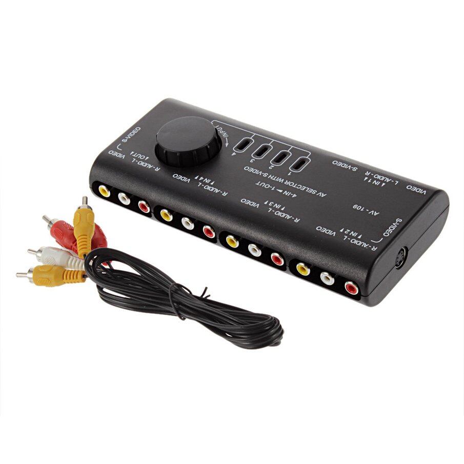Goft bộ chuyển đổi tín hiệu âm thanh video av 4 trong 1 bộ chọn bộ chia, bộ chọn 4 chiều