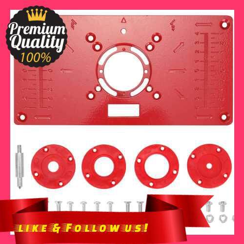 People\'s Choice Multifunctional Router Table Insert Plate Woodworking Benches Aluminium Wood Router Trimmer Models Engraving Machine with 4 Rings Tools Woodworking Engraving Machine Flip Board (Red)
