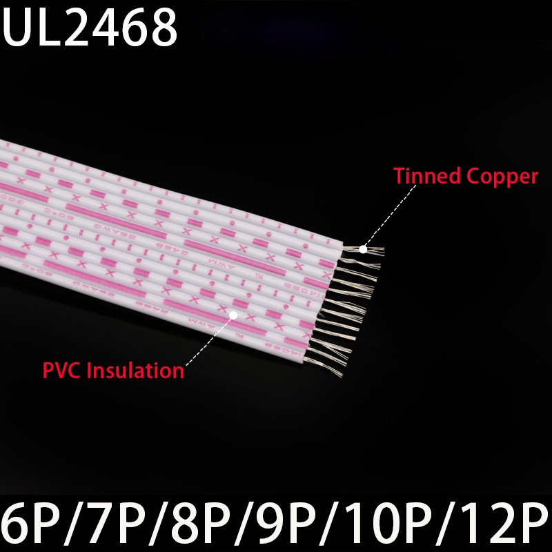 Dây điện tử ul2468 24awg 5m, cáp nối dài 6 7 8 9 10 12 chân dây đồng cách điện pvc đỏ trắng nhiều lõi