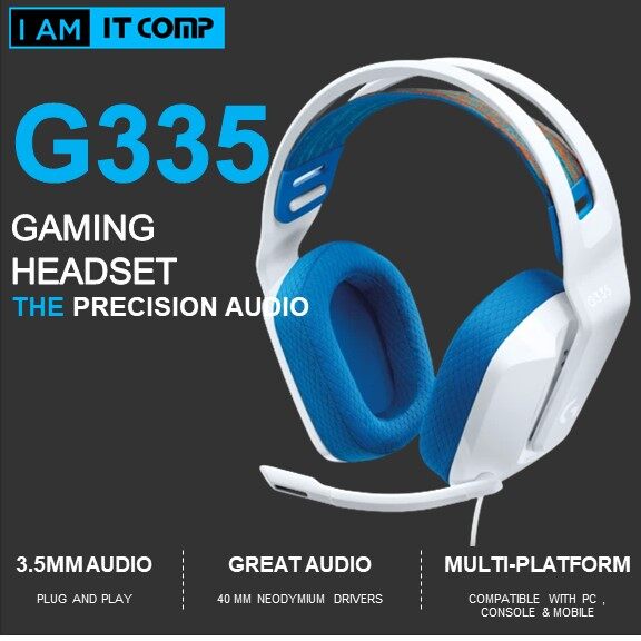 Logitech G335 Wired Gaming Headset with Microphone, 3.5mm Audio Jack, Comfortable Memory Foam Earpad