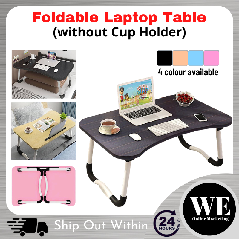 (Ready Stock) Portable Folding Laptop Table - Mini Laptop Table On Bed Desk Anti Slip Notebook Computer Bed Table Cup Holder Ipad Tablet Slot Home Office Meja Laptop Meja Kecil