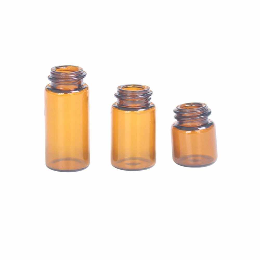100pcs 1ml Amber Glass Bottles for Essential Oils Sample Bottles Refillable Empty Bottle with Black Caps for Oil Essential Oil Perfume (Brown)