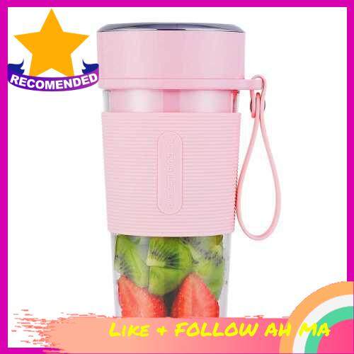 Best Selling 300ml Mini Portable Electric Fruit Juicer Automatic Blender Baby Food Milkshake Mixer Juicing Cup Multi-function Fruit Blender USB Rechargeable for Home Travel (Pink)
