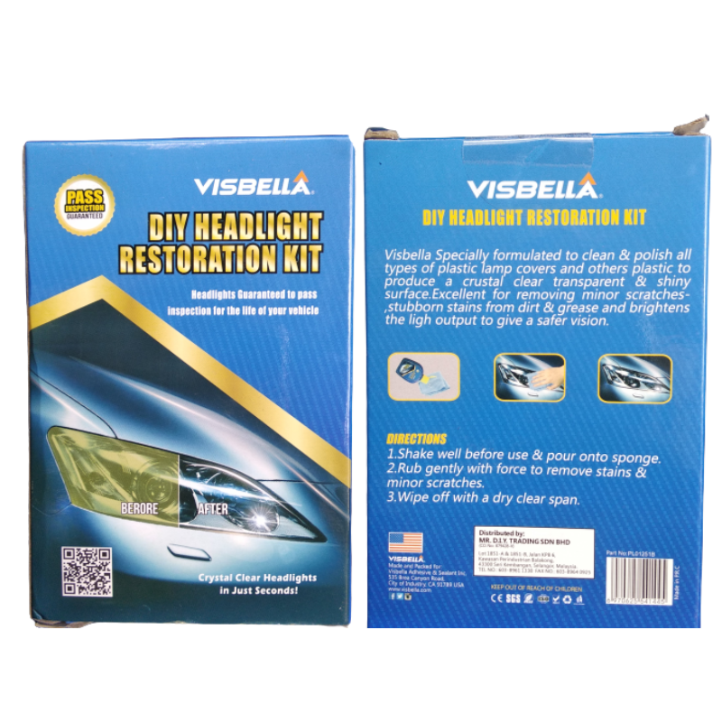(Ready Stock) DIY Headlight Restoration Kit (Visbella) - Plastic Lamp Covers Cleaners Polish