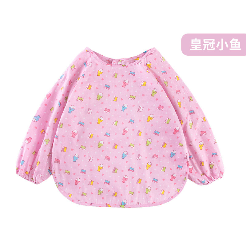 EZYLITTLES Baby Bibs Toddler Waterproof Long Sleeve Apron Cartoon Children Feeding Smock Bib Baby Stuff