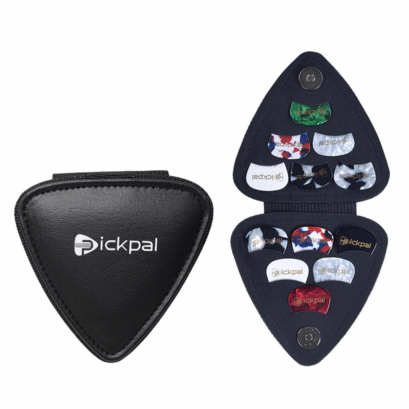 PICKPAL Guitar Picks Holder Case for Acoustic Electric Guitar Includes 12 PCS Guitar Picks Leather Guitar Plectrums Storage Pouch Guitar Pick Bag Gifts for Kids Friends Guitar Players (Standard)