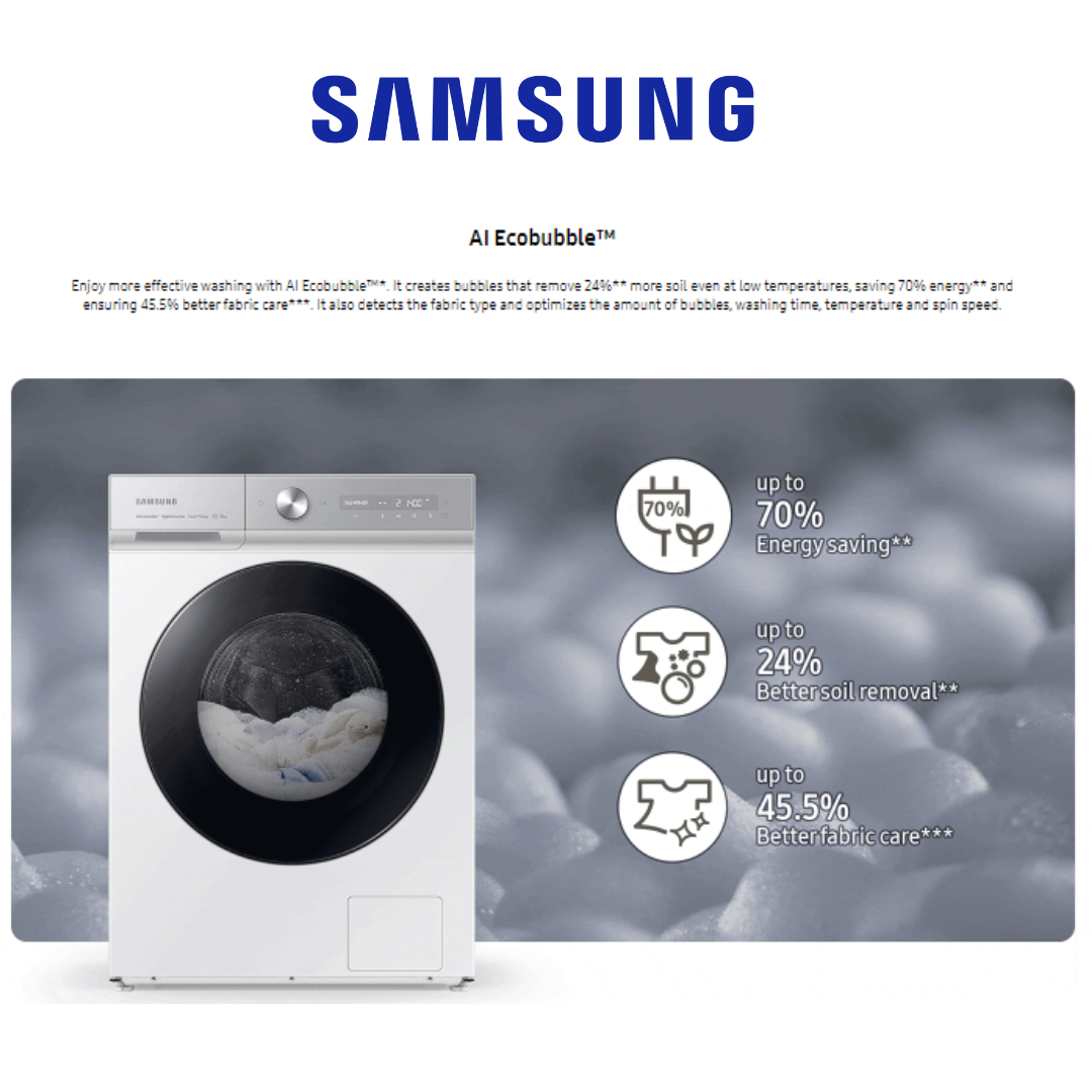 Samsung (Ready Stock+Authorised Dealer) BESPOKE AI Front Load Washer 13kg WW-13BB944DGBFQ - Samsung Warranty Malaysia
