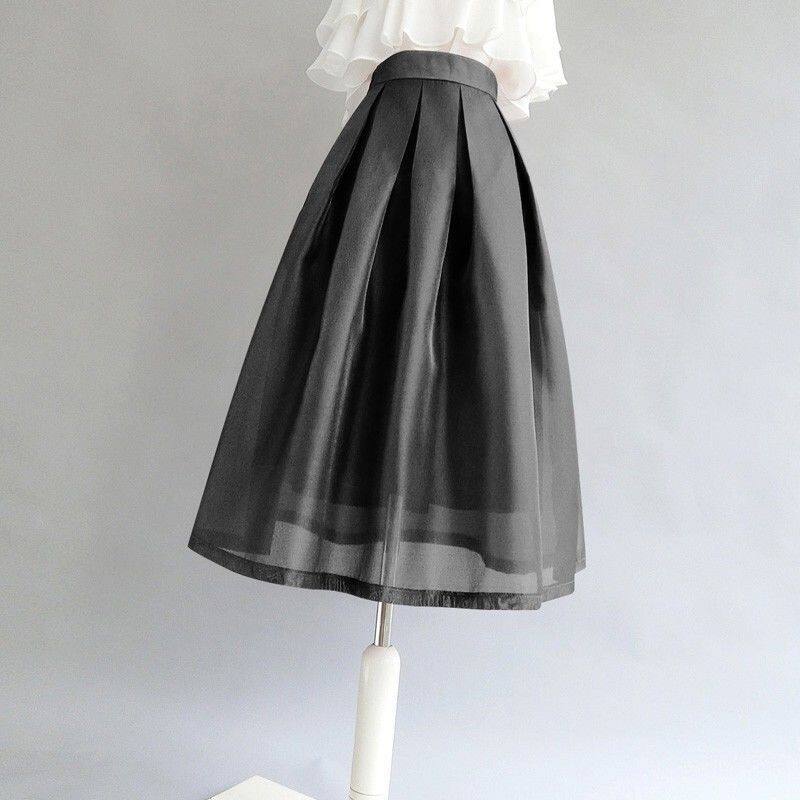 Chân Váy Organza Chân Váy Ô Phồng Retro Cạp Cao Màu Đen Cá Tính Thường Ngày Thời Trang Mới 2023 Cho 