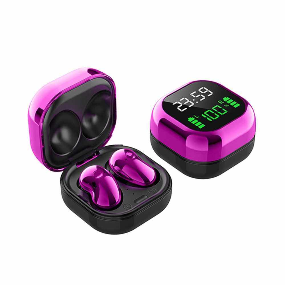 S6 Plus TWS Earphones Bluetooth 5.1 Wireless Earphones with Mic Time&Power Digital Dispaly Sports Headsets Music Earbuds for Phones (Purple)