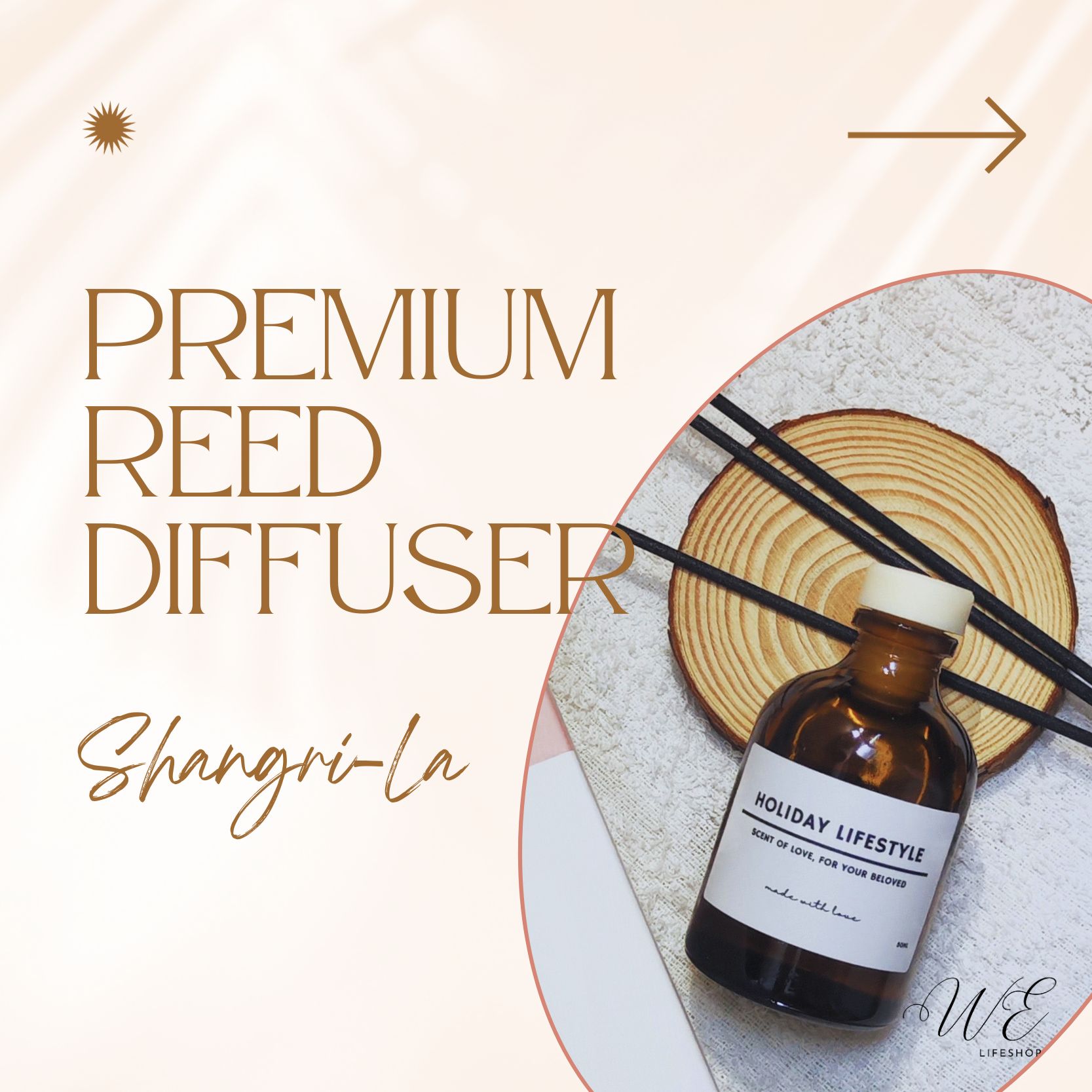 Shangri-La Premium Essential Oil Reed Diffuser Room Fragrance Aromatherapy
