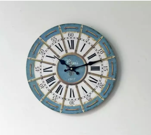 European Roman Retro Wall Clock Fake Rope Printing Home Wall Ultra Quiet Decorative Wall Clock 35X35cm