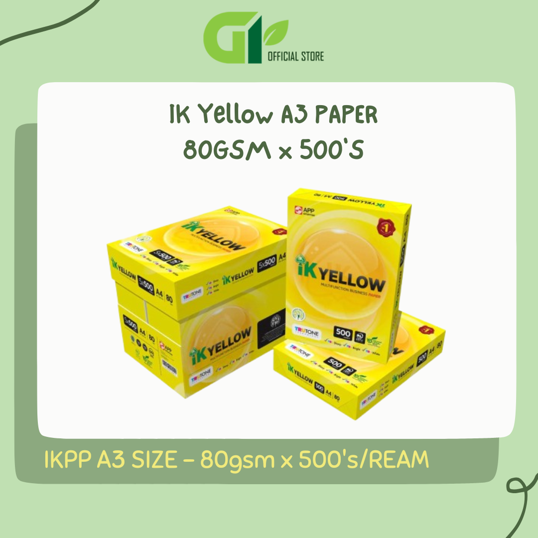 [GY OFFICE] IKPP / IK Yellow A3 PAPER 80GSM 500S/REAM - SOLD IN REAM