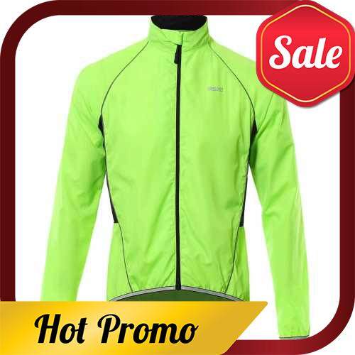Men Reflective Cycling Jacket Breathable Long Sleeve Bicycle Jersey Wind Coat Vest Outdoor Sportswear (Green)