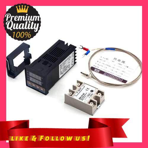 People\'s Choice REX-C100FK02-V*DN Intelligent Temperature Controller SSR Output + SSR-25 DA +M6 1M Cable 3Pcs Set (Standard)