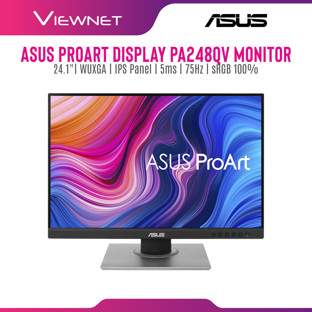 Asus ProArt Display PA248QV / PA278QV Professional Monitor–IPS, 100% sRGB, 100% Rec.709, Color Accuracy ΔE < 2, Calman Verified, ProArt Preset, ProArt Palette, Ergonomic Stand Asus ProArt Display PA248QV / PA278QV Professional Monitor–IPS, 100% sRGB, 100% Rec.709, Color Accuracy ΔE < 2, Calman Verified, ProArt Preset, ProArt Palette, Ergonomic Stand