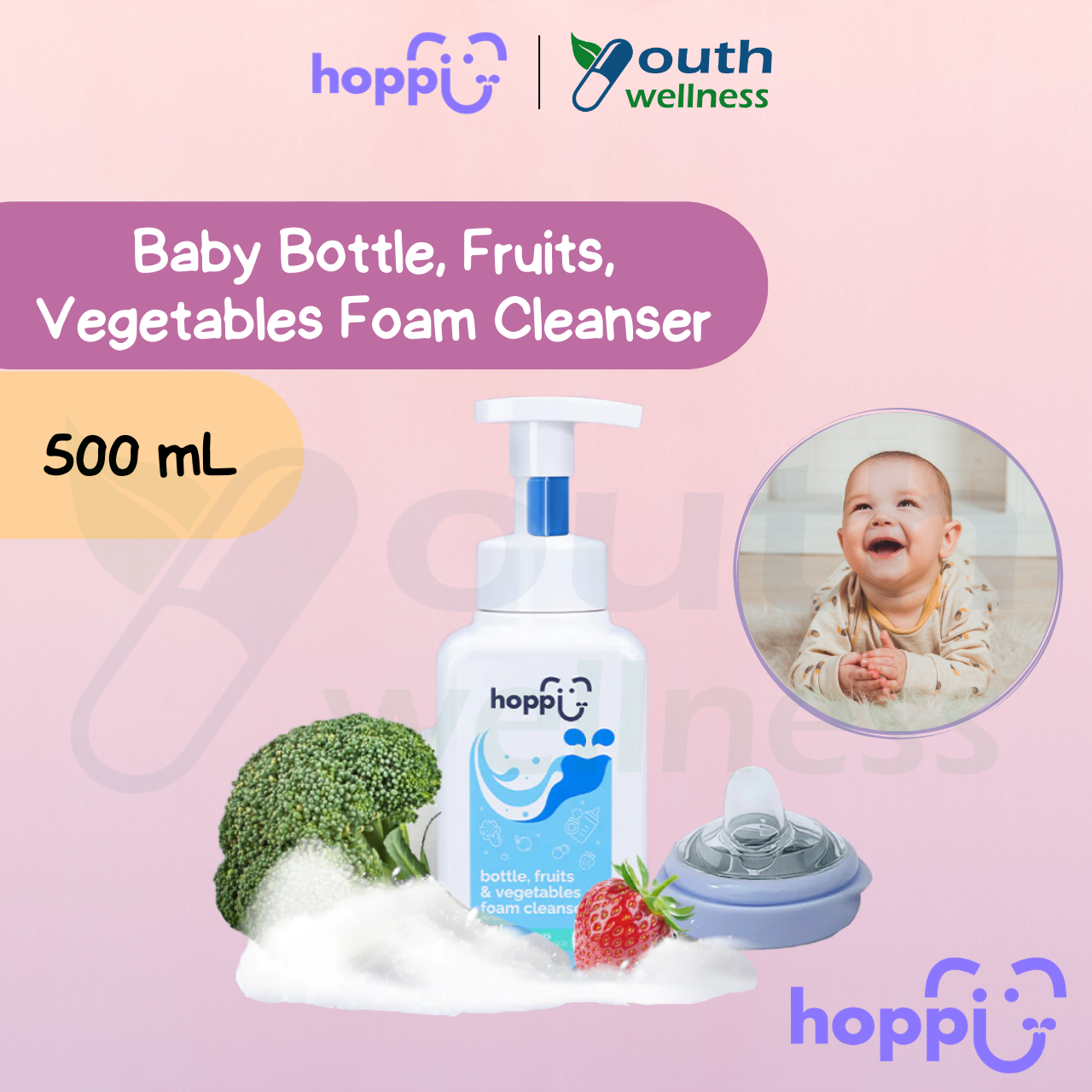 Hoppi Bottle Fruits & Vegetables Foam Cleanser (500ml/Bottle)