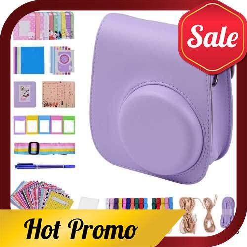 12-in-1 Instant Camera Accessories Bundle Kit Compatible with Fujifilm Instax Mini 11 Including Camera Bag/Camera Strap/Photo Album/Photo Clips/Photo Frame/Hanging String/Stickers/Pen/Filters (Purple)
