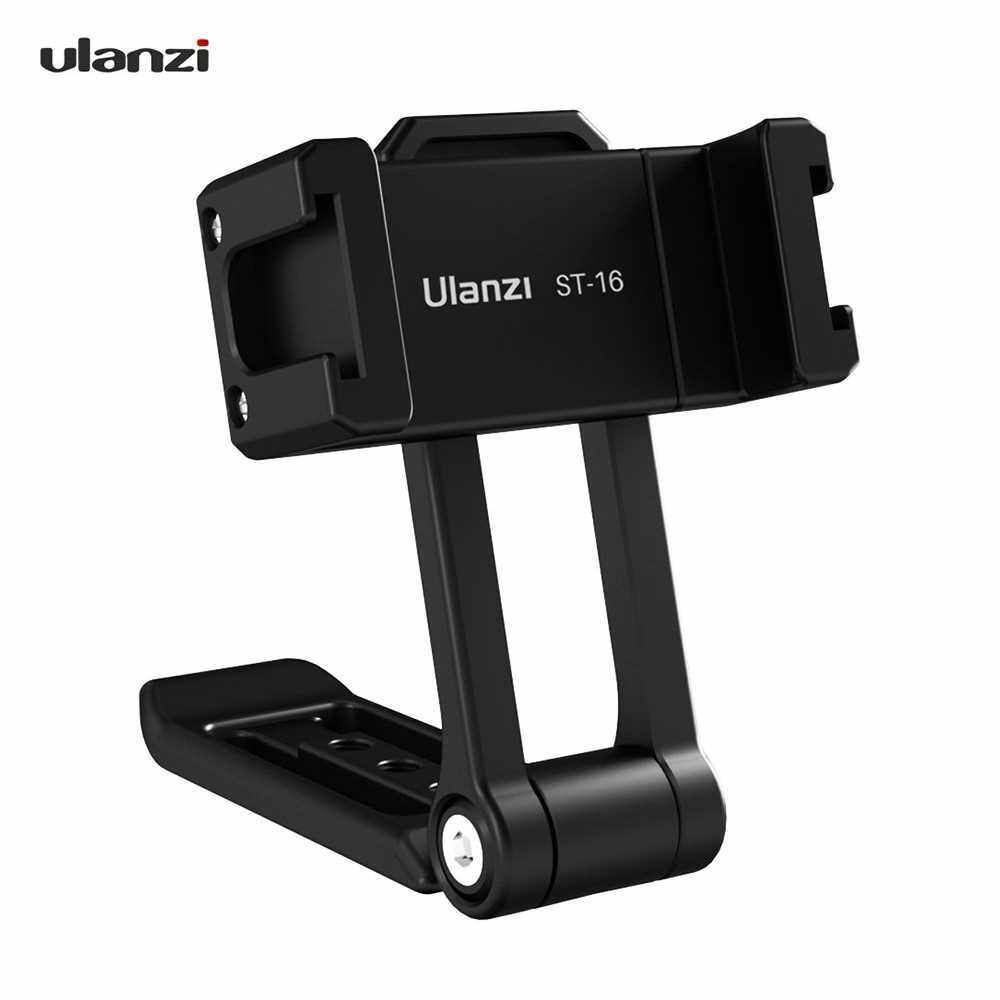 Ulanzi ST-16 Metal Handheld Phone Holder Clip Horizontal Vertical Shooting Phone Clamp with Dual Cold Shoe Mount Vlog Smartphone Bracket (Standard)