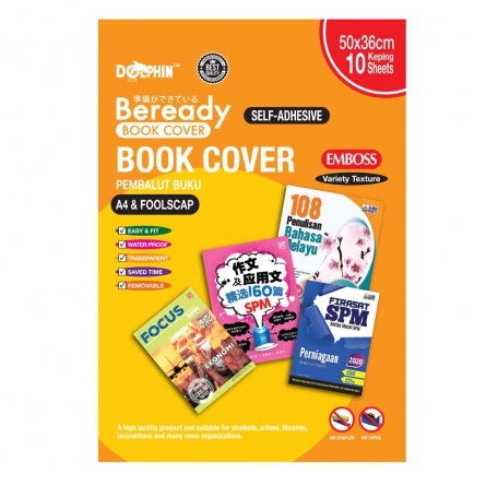 Dolphin Self-Adhesive Book Cover 10 Sheets Clear/Emboss Pembalut Buku (DOL-CS027/028/029/030/038)
